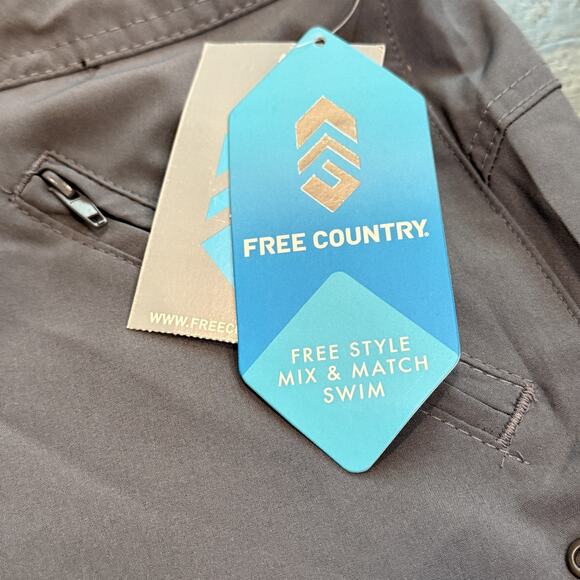 Free Country Shorts Womens Medium Grey Swim Trunks Boardshorts UPF Quick Dry NEW - Picture 8 of 16